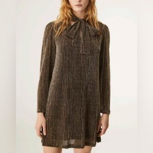 Lurex Sparkly Gold/Black Shift Dress w/Necktie 🪄✨💫